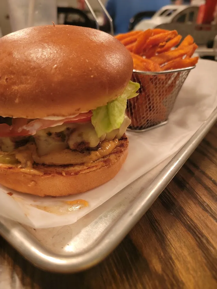 Southwestern Burger and Sweet Potato Fries